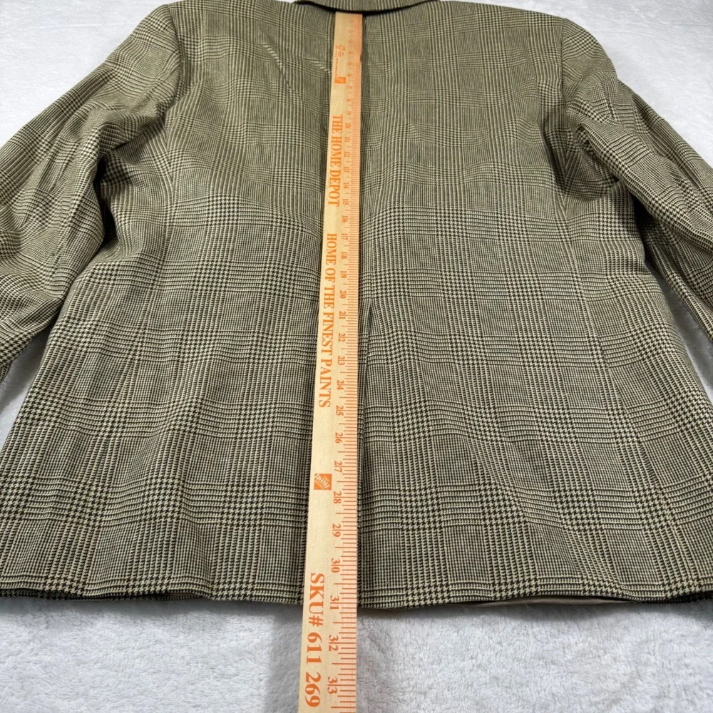 VTG Chaps Ralph Lauren Mens 42R Silk Wool Glen Plaid Blazer Sport Coat Tan Brown